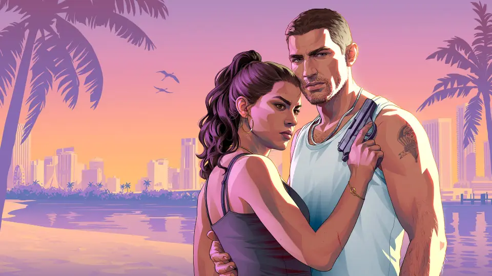Jason and Lucia Beach, official GTA 6 artwork by Rockstar Games (desktop)