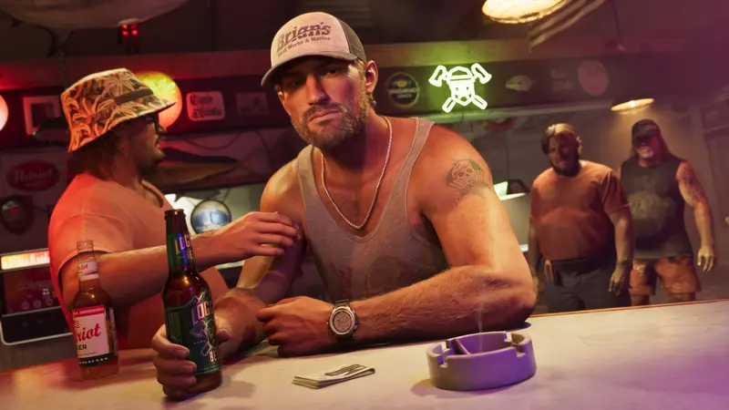 Jason Duval drinking with friends at a bar