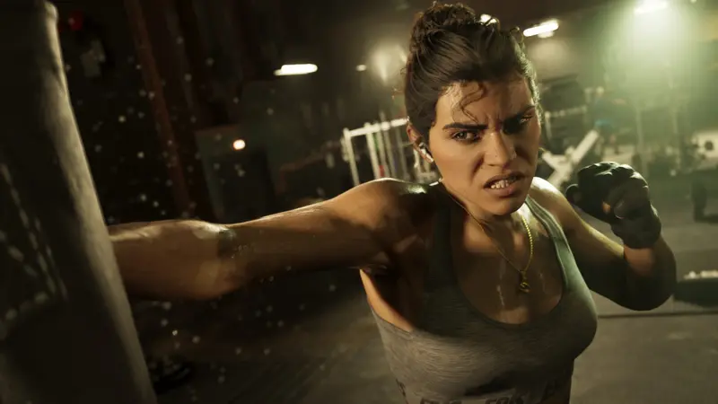 Lucia Caminos throws a punch in a gym