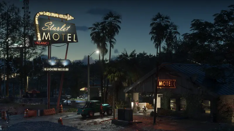 The Starlet Motel at night